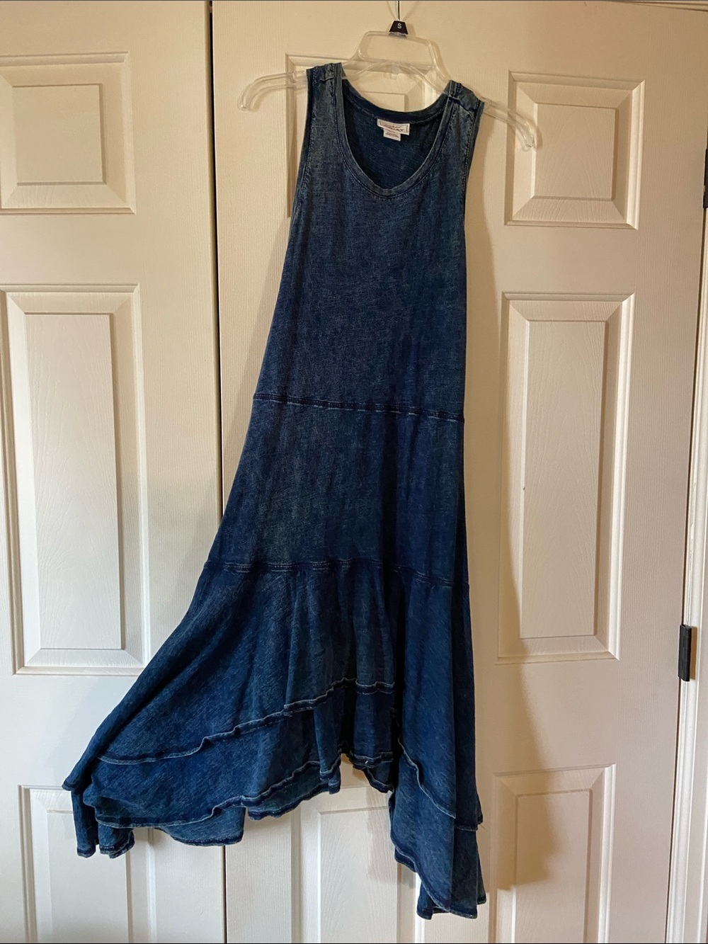 Ariat Washed Indigo Blue Sleeveless Tiered Maxi Dress